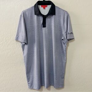 Redvanly Blue & White Zig-Zag Polo Shirt